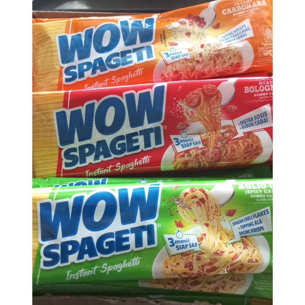 

Wow Spageti Instan Carbonara, Bolognese dan aglio olio1 Dus Isi 40 pcs Murah