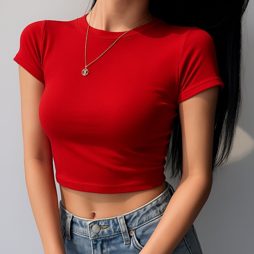 Baju Crop Top Lengan Pendek Wanita//Baju Kaos Crop Top Wanita Terbaru