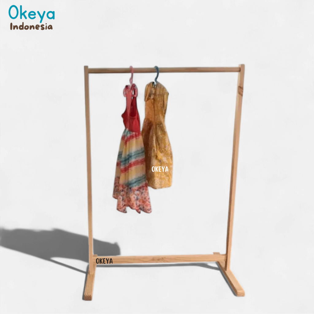Simple Stand Hanger Stand Hanger Butik -  Gantungan  Baju Kayu Serbaguna Korea Aesthetic