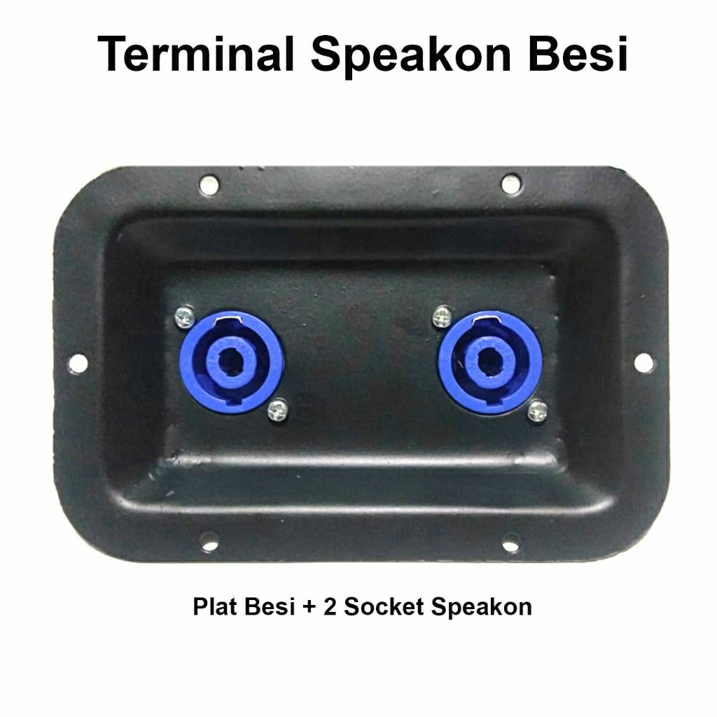 Panel Speaker Box ( Plat Mangkok Besi + 2 Soket Biru Persegi) - Aksesoris Speaker Box