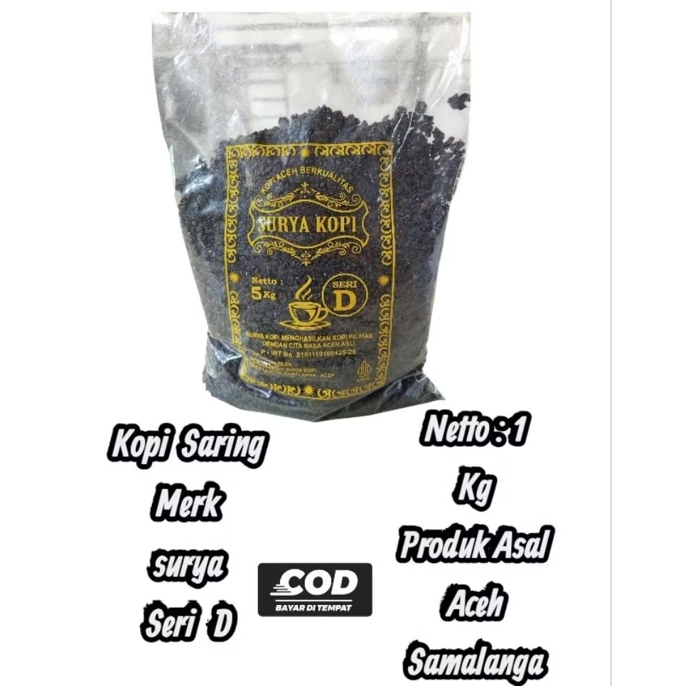 

GROSIR !! 1Kg Kopi Saring Aceh Merk Surya Kopi Seri D