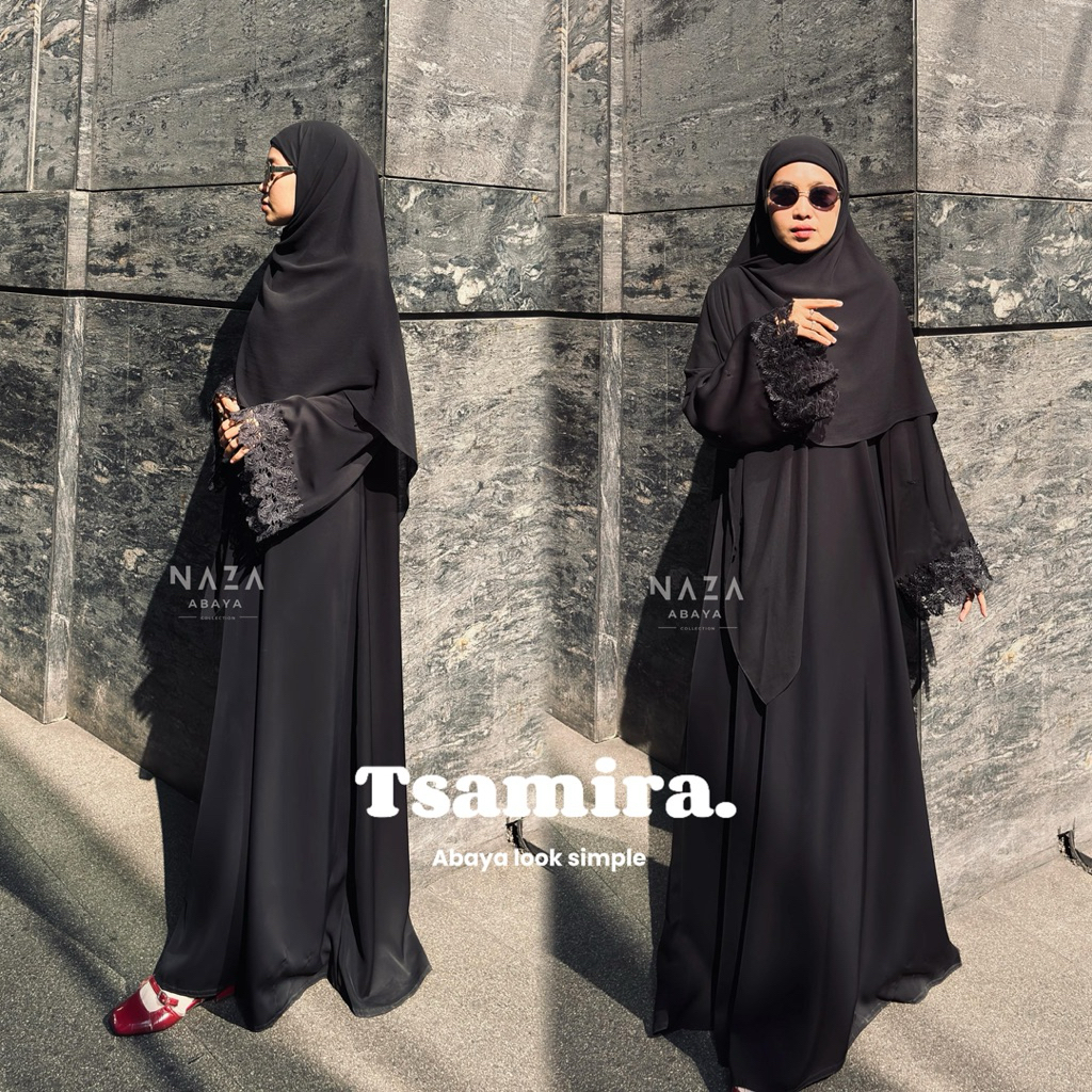 TSAMIRA ABAYA by NAZA ABAYA | Abaya gamis hitam Saudi Simple Murah Abaya polos