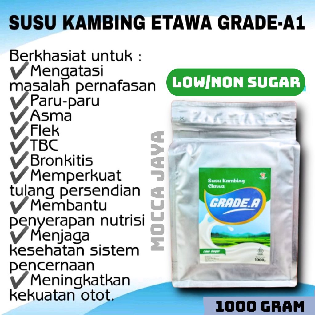 

GRADE.A-SUSU KAMBING ETAWA ASLI KADAR SUSU 60% 1000OGR RASA ORIGINAL