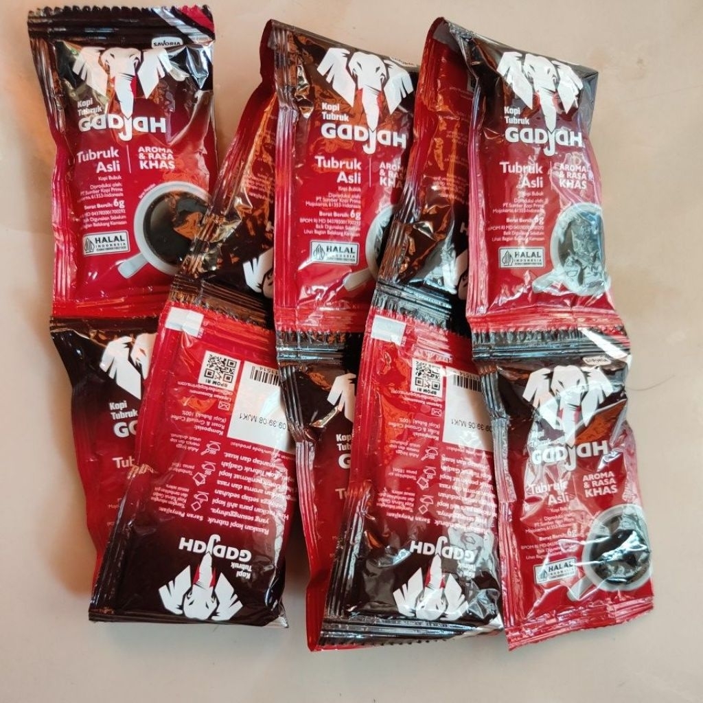 

Kopi tubruk gadjah asli pack 10 sachet rencengan