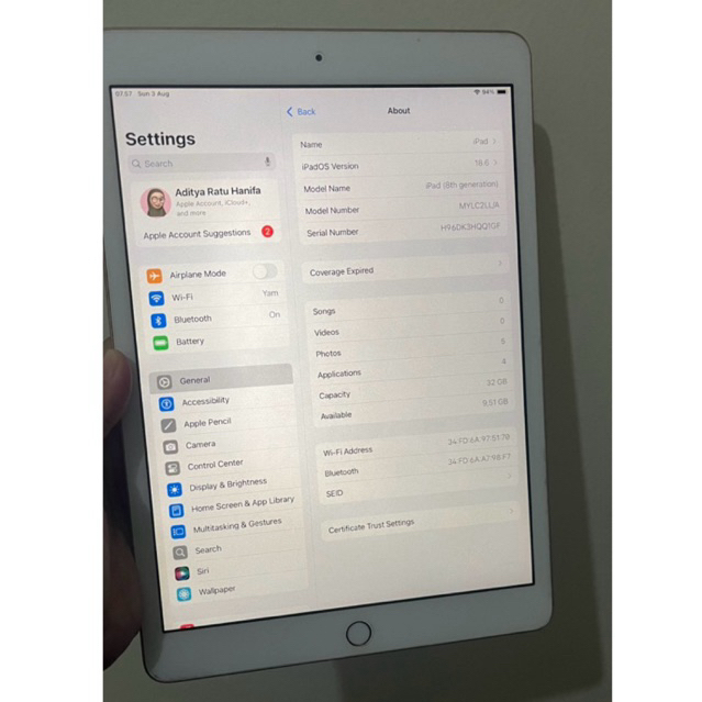 Ipad Gen 8 32GB Wifi Only