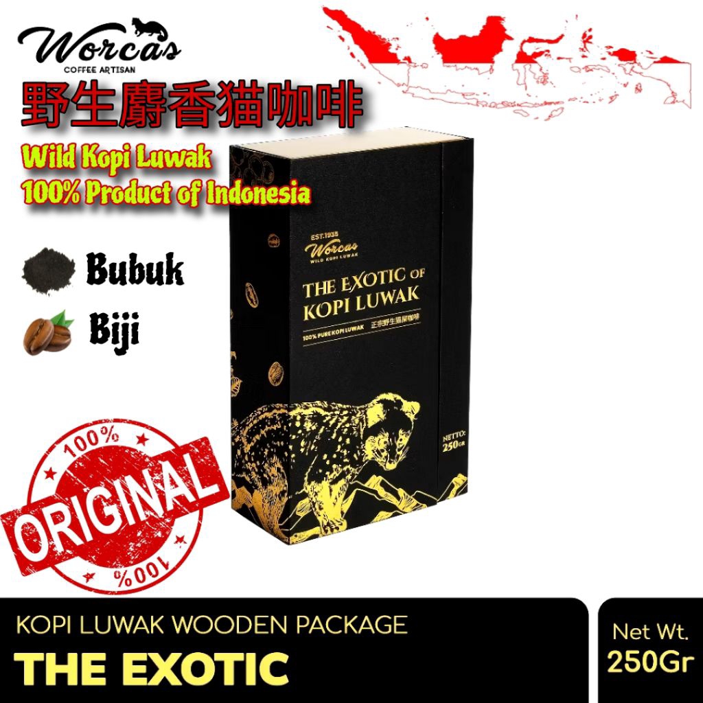 

WORCAS THE EXOTIC OF KOPI LUWAK | GIFTBOX 250gr | WORCAS WILD KOPI LUWAK