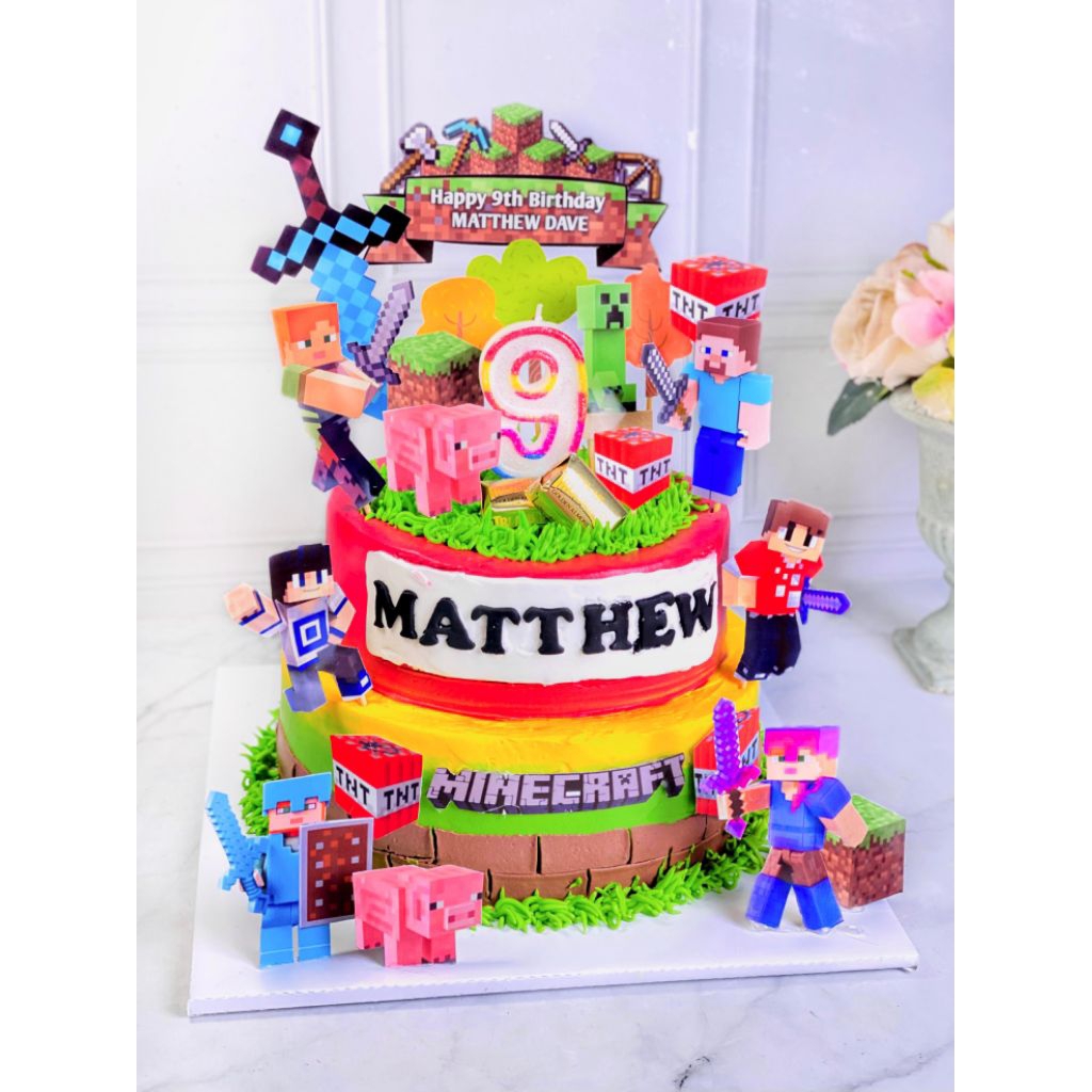 

kue ulang tahun birthday Minecraft topper
