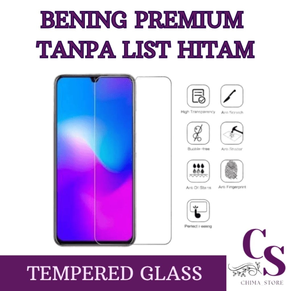 TG Tempered Glass Anti Gores Kaca Bening Tanpa List Hitam VIVO Y12S Y21 Y12 Y20 Y11 Y91C Y95 Y91 Y30