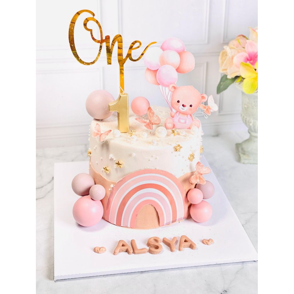 

kue ulang tahun anak birthday Tedy bear topper cake