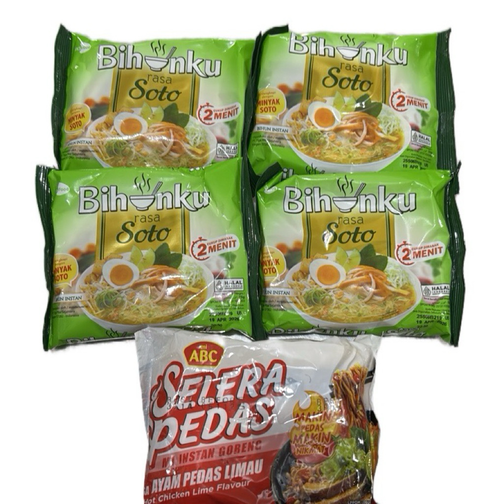 

(C2) Combo Hemat Bihunku soto 5bks & ABC Selera Pedas Ayam Pedas Limau 1bks