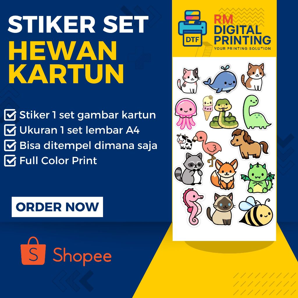 

Stiker set Hewan lucu kartun - Stiker UV anak tempel dimana saja