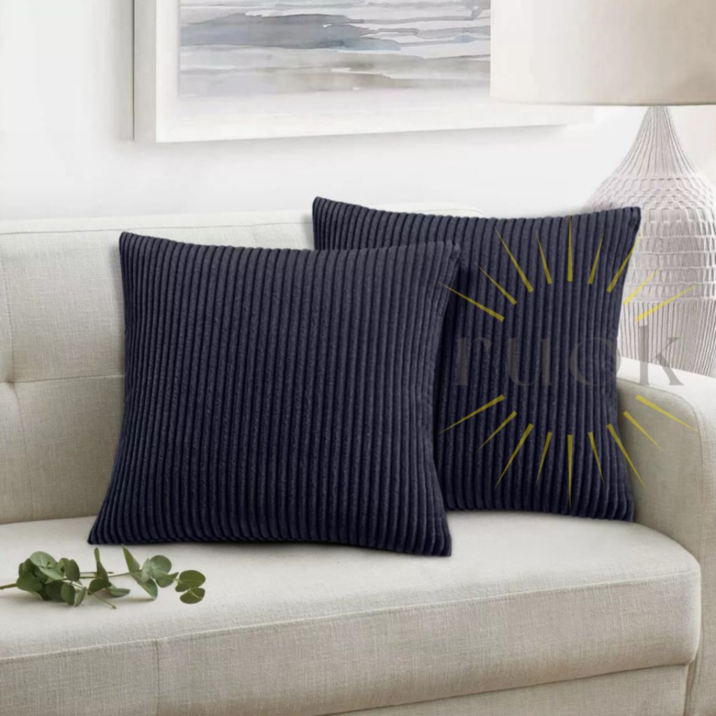 ruok.id - SARUNG BANTAL SOFA CANTIK BAHAN CORDUROY HITAM TERMURAH DI SHOPEE (UKURAN 30x30 35x35 40x4