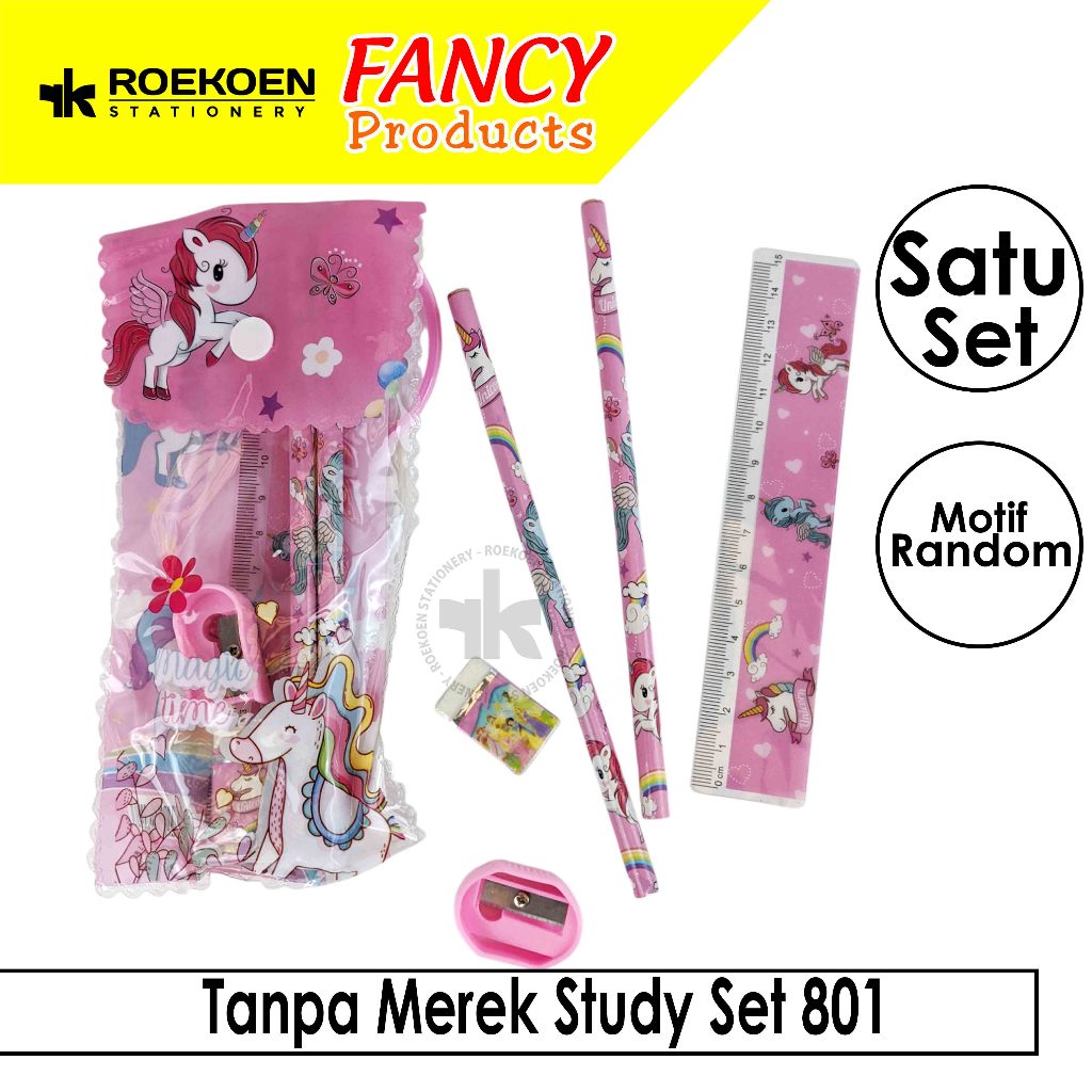 

Tanpa Merek Study Set 801 - pencil, rautan, penggaris, penghapus