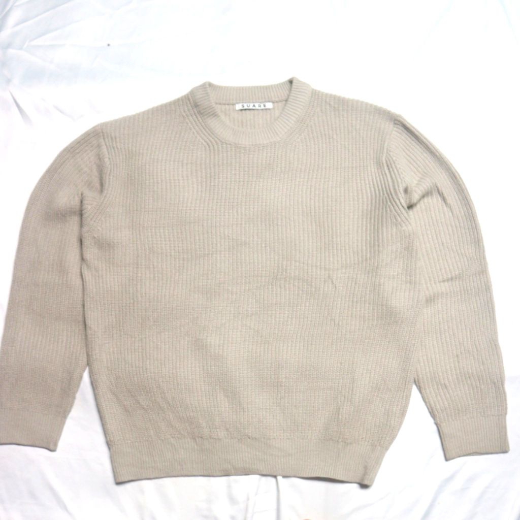 SUARE Lidi Knit Beige  hitam Tebal Korean Knitwear Sweater Sweatshirt Crewneck Rajut Wool Jaket