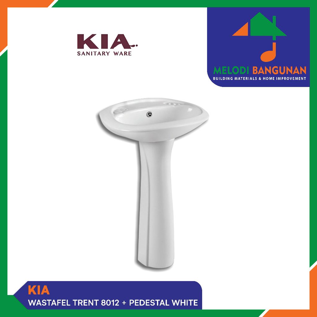 Kia - Washtafel + Wastafel + Westafel Basin Bak Cuci Tangan Trent 8012 Pedestal White