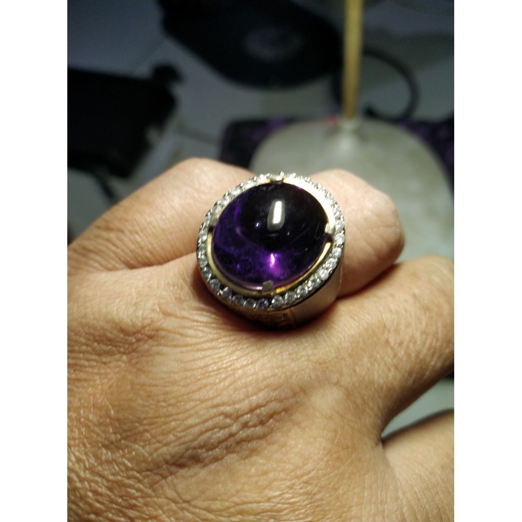 Batu Istimewa Kecubung Amatys Kalimantan Natural ring Perak