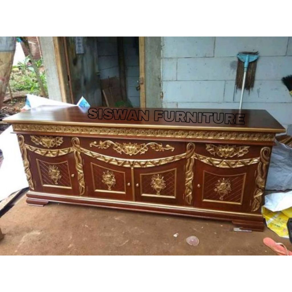 BUFET TV KAYU JATI / BUFET TV SELENDANG KAYU JATI JEPARA