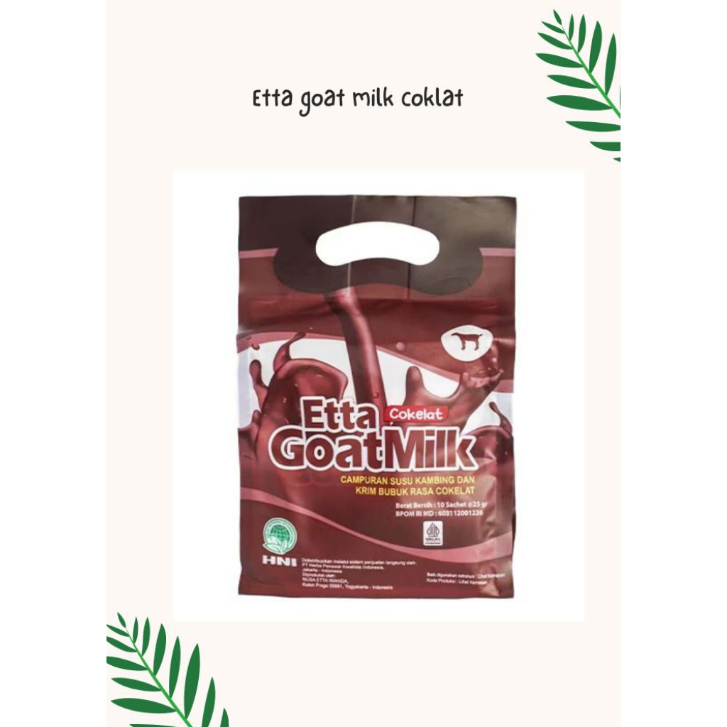 

ETTA GOAT MILK COKELAT Susu kambing bubuk ettawa dengan krim bubuk rasa cokelat