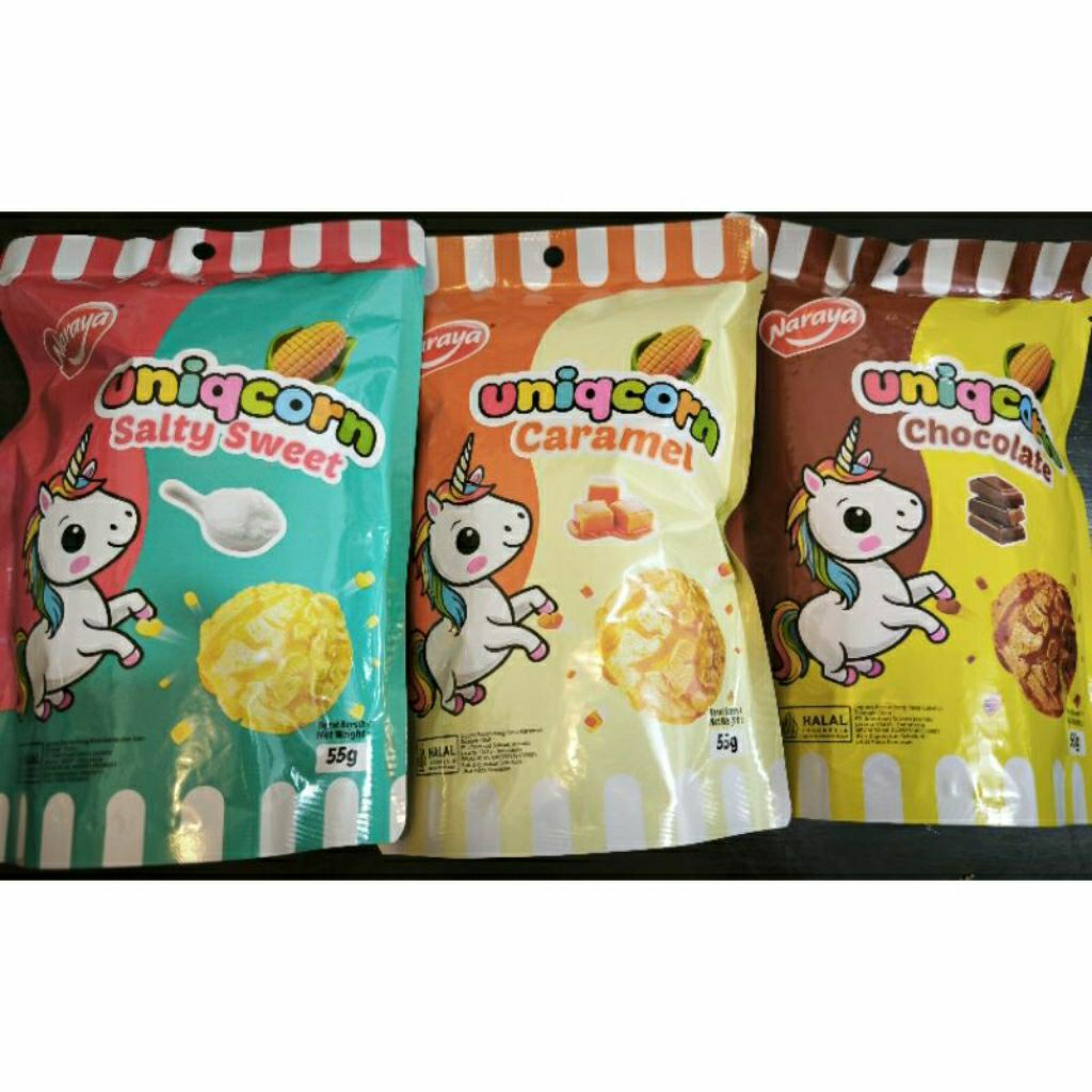 

Uniqcorn Popcorn Naraya 55g – Varian Salty Sweet, Caramel & Chocolate