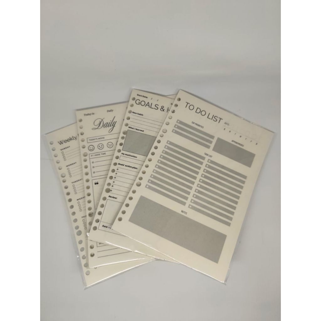 

Loose Leaf Planner A5 – 4 Motif Cetak Bolak-Balik | Bookpaper 72gsm | Isi 10 Lembar | Refill Binder