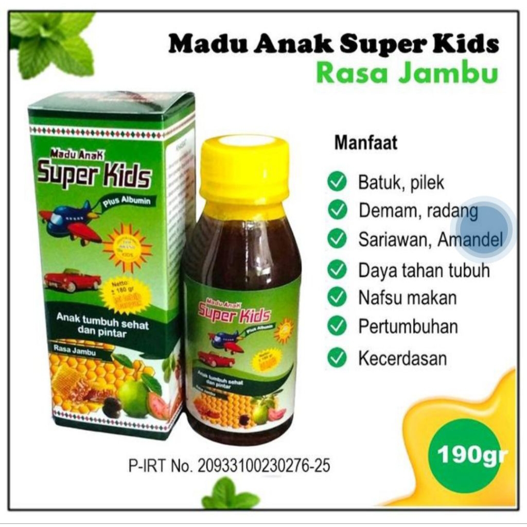 

Madu Anak Super Kids 190 Gram / Original Rasa Jambu