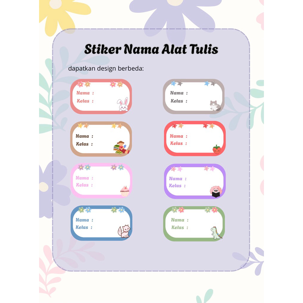 

Stiker Nama Alat Tulis anak isi 60pcs