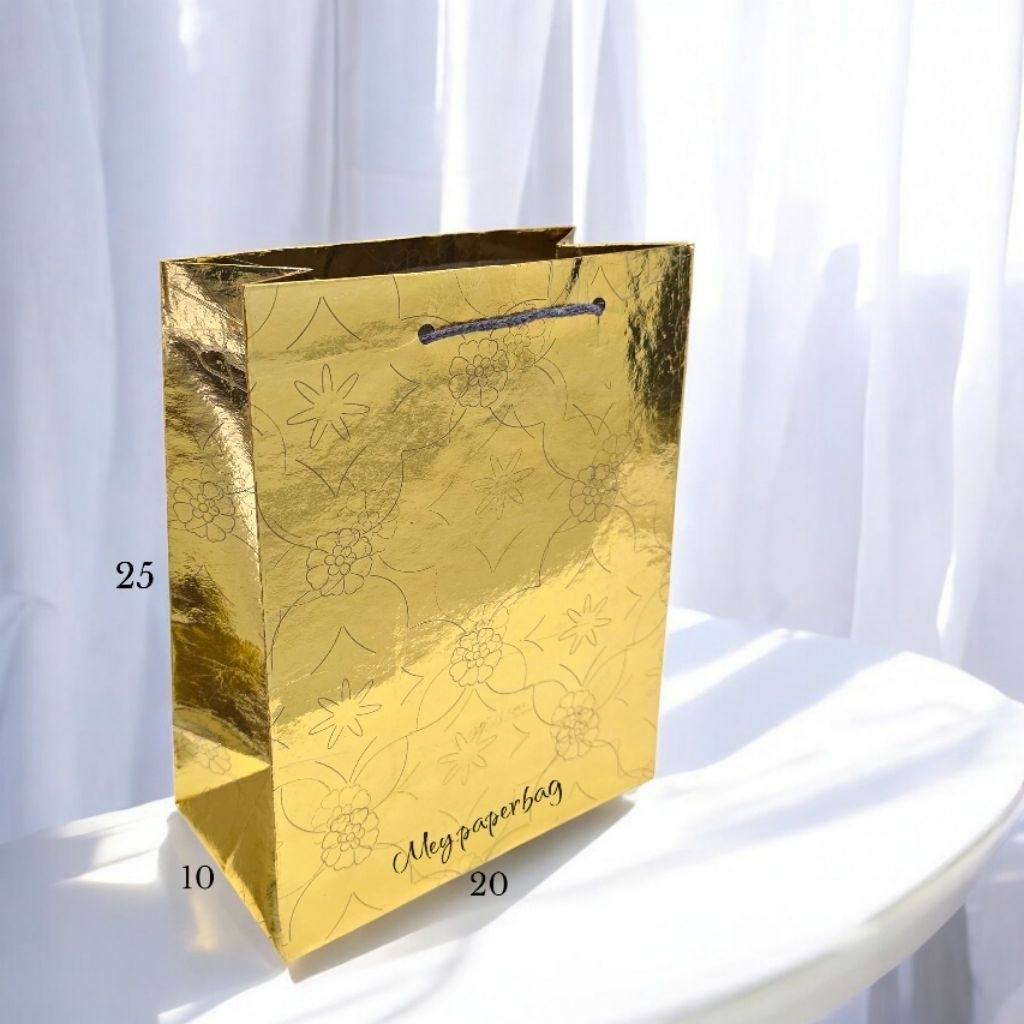 

Isi 12 (1 LUSIN) Paper Bag Gold Laminasi Uk 20x25
