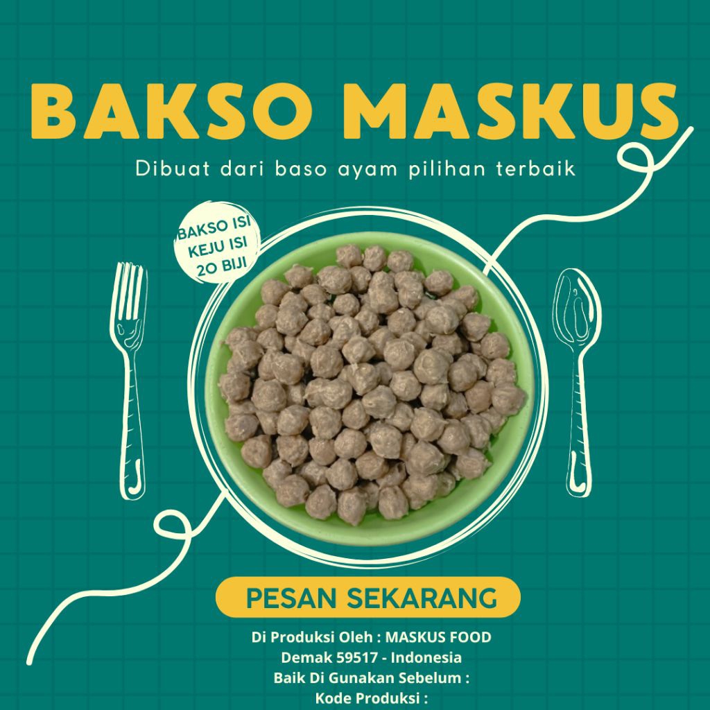

BAKSO ISI KEJU TERMURAH KEMASAN ISI 20 BIJI BAKSO MASKUS 100% HALAL