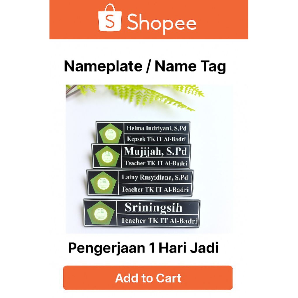 

NAME TAG/PAPAN NAMA/ NAMA PENGENAL