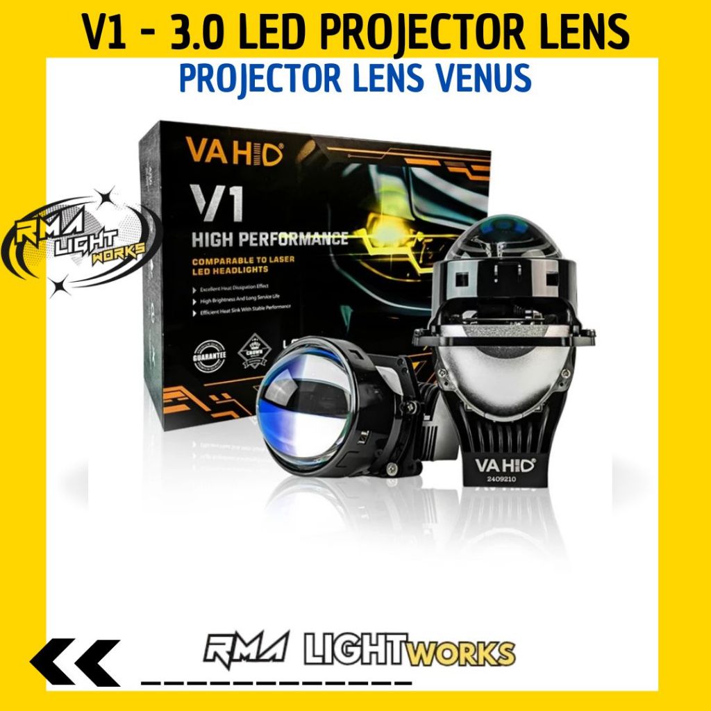 V1 - 3.0 LED Projector Lens Headlight High Performance Venus 1 Vahid Harga Sepasang| Biled Projector