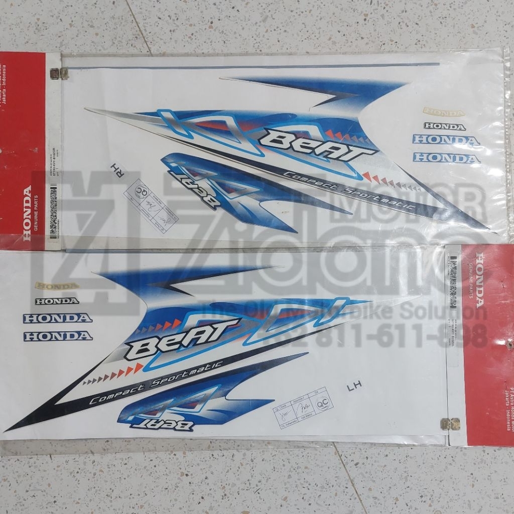 graphic grafik striping stiker lis les body full set komplit honda beat karbu 2012 biru putih origin
