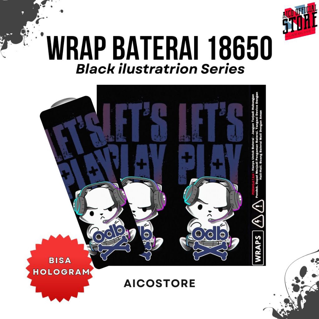 

FAMSTORE - Pelindung Baterai 18650 Stiker Skin Wrap Baterai Motif Bad Art | Motif Keren | Black ilustrasi Anti Gores Dan Anti Air waterproof