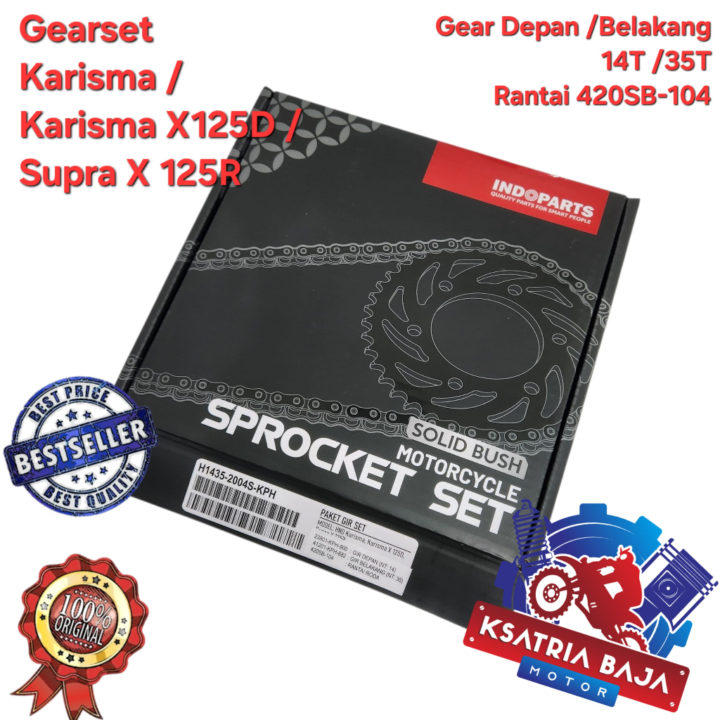INDOPARTS GEAR GIR SET KARISMA GEAR PAKET KARISMA SUPRA X 125 INDOPARTS H1435-2004S-KPH
