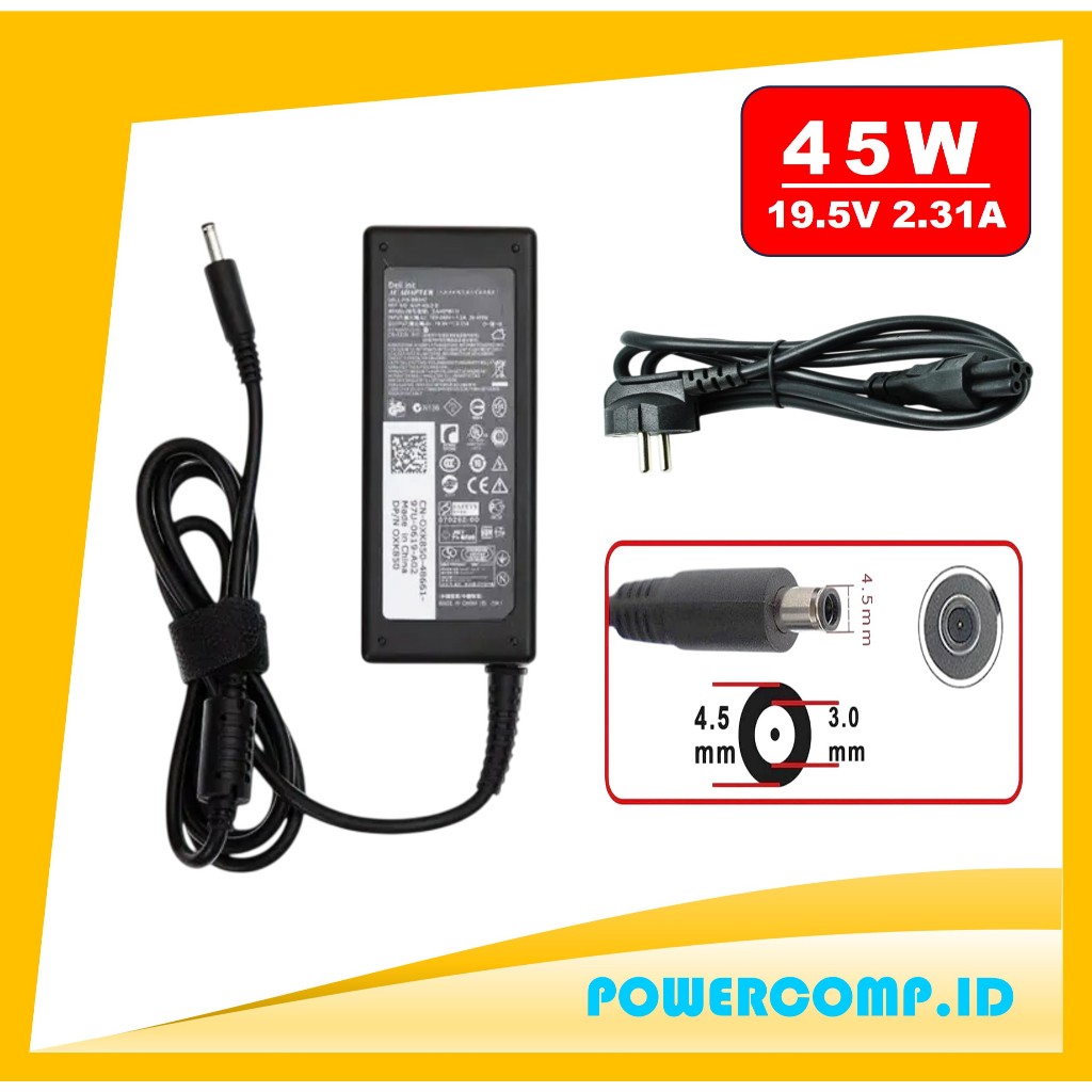 Adaptor Laptop Dell Charger Laptop Dell 19.5V 2.31A AC Adapter Power Cord Dell 45W Replacement AC Ad