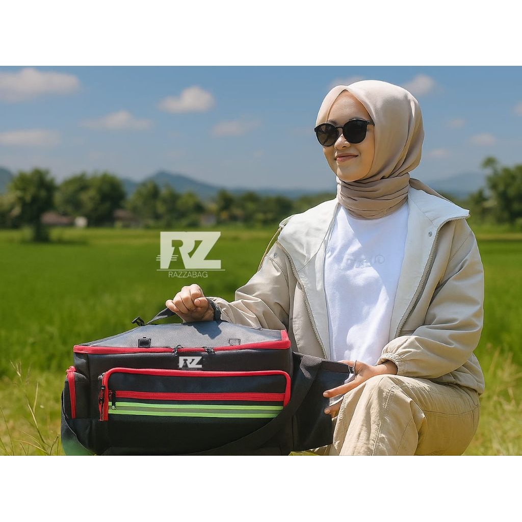 TAS PERALATAN MEMANCING ORIGINAL SELENDANG PANCING PRIA PROPESIONAL KUALITAS BAGUS PC001 RAZZA