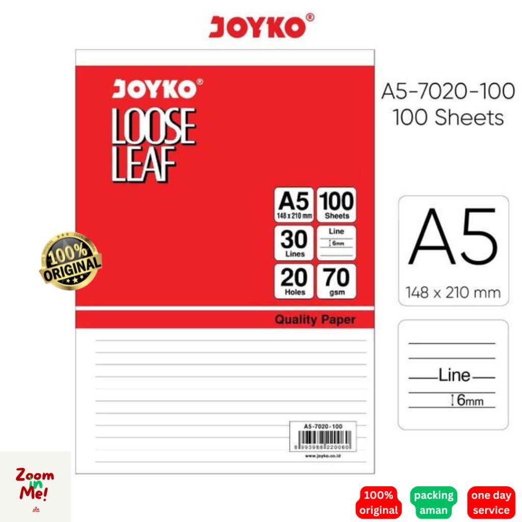 

Loose Leaf A5 Joyko (Garis) Isi 100 Lembar / Isi Refil Binder A5 100 Lembar Garis