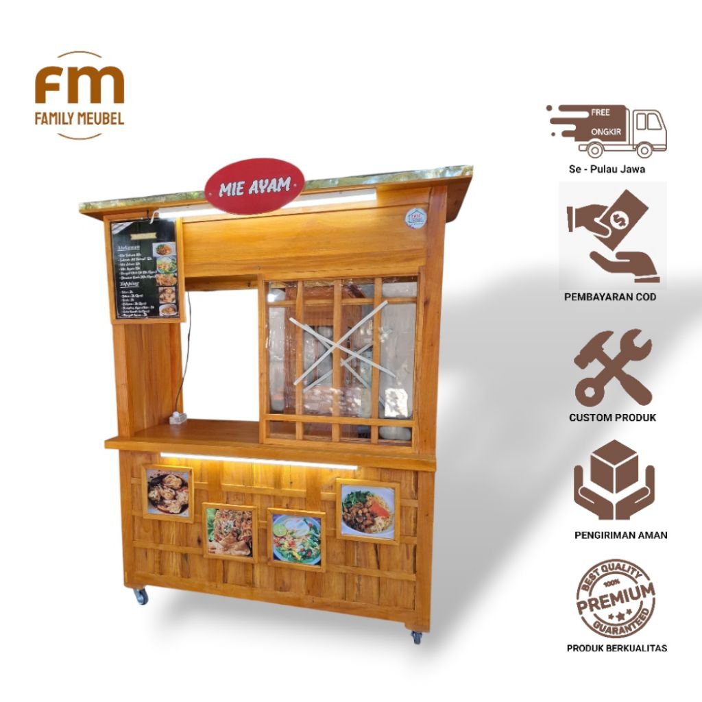 Gerobak Warmindo - Gerobak mieayam roda troly | Gerobak warmindo kekinian