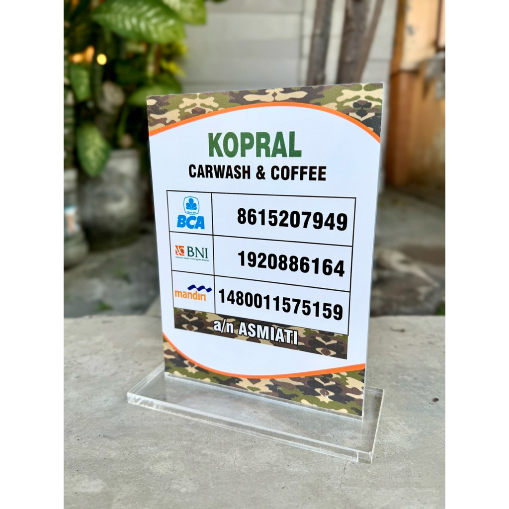 

AKRILIK MEJA REKENING UKURAN 15x20cm BISA CUSTOM / EDIT NOMOR