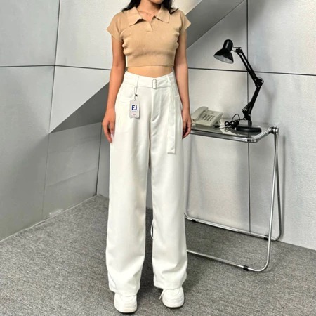 Obi Pants - Celana Highwaist Trousers Loose Pants - Celana Kulot Kantor Formal Anti Kusut Casual