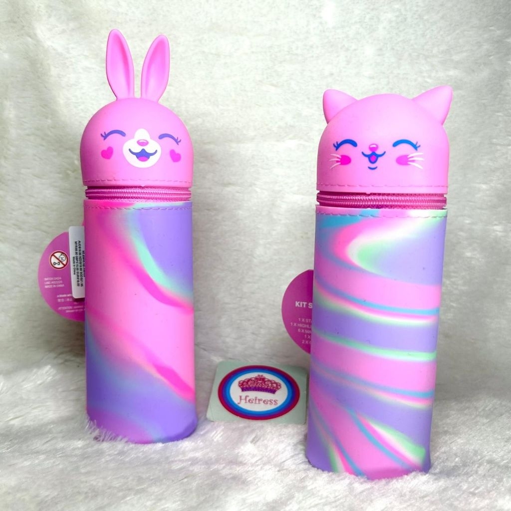

Tempat pensil smiggle silikon dan isinya pink rabbit cat set