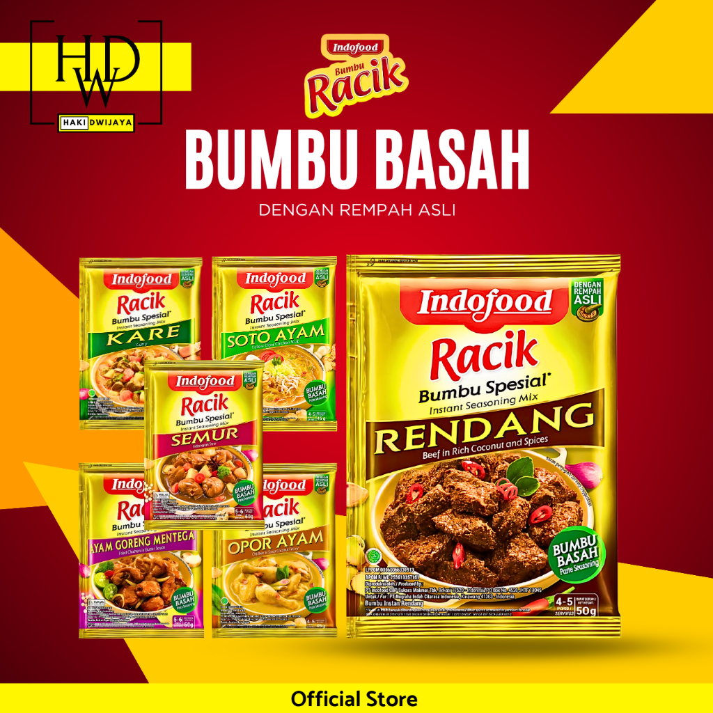 

Indofood Racik Bumbu Basah Spesial Dengan Rempah Asli Kemasan 50 gram Sachet