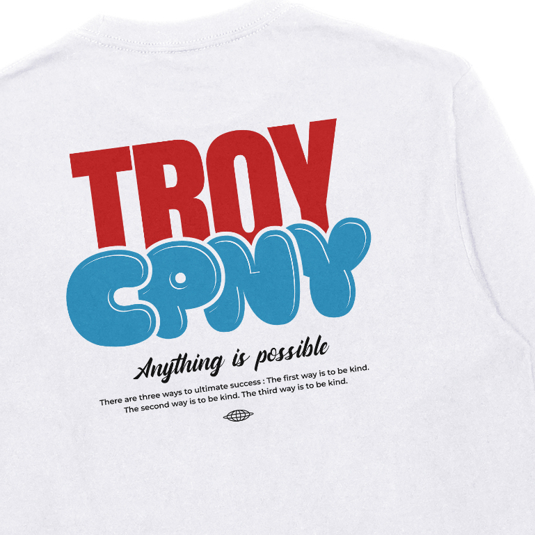 Troy Company Longsleeve Tshirt White Kined - Kaos Putih Lengan Panjang LS 3216