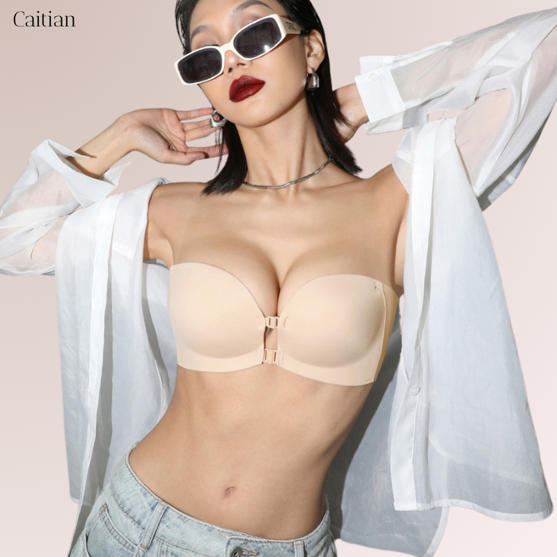 Caitian Bra Push Up Bra Kemben Bra Tanpa Tali Kancing Depan Tanpa Kawat BH Wanita Strapless