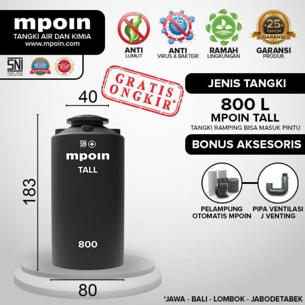 TANGKI AIR / TANDON / TOREN MPOIN PLUS 800 TALL