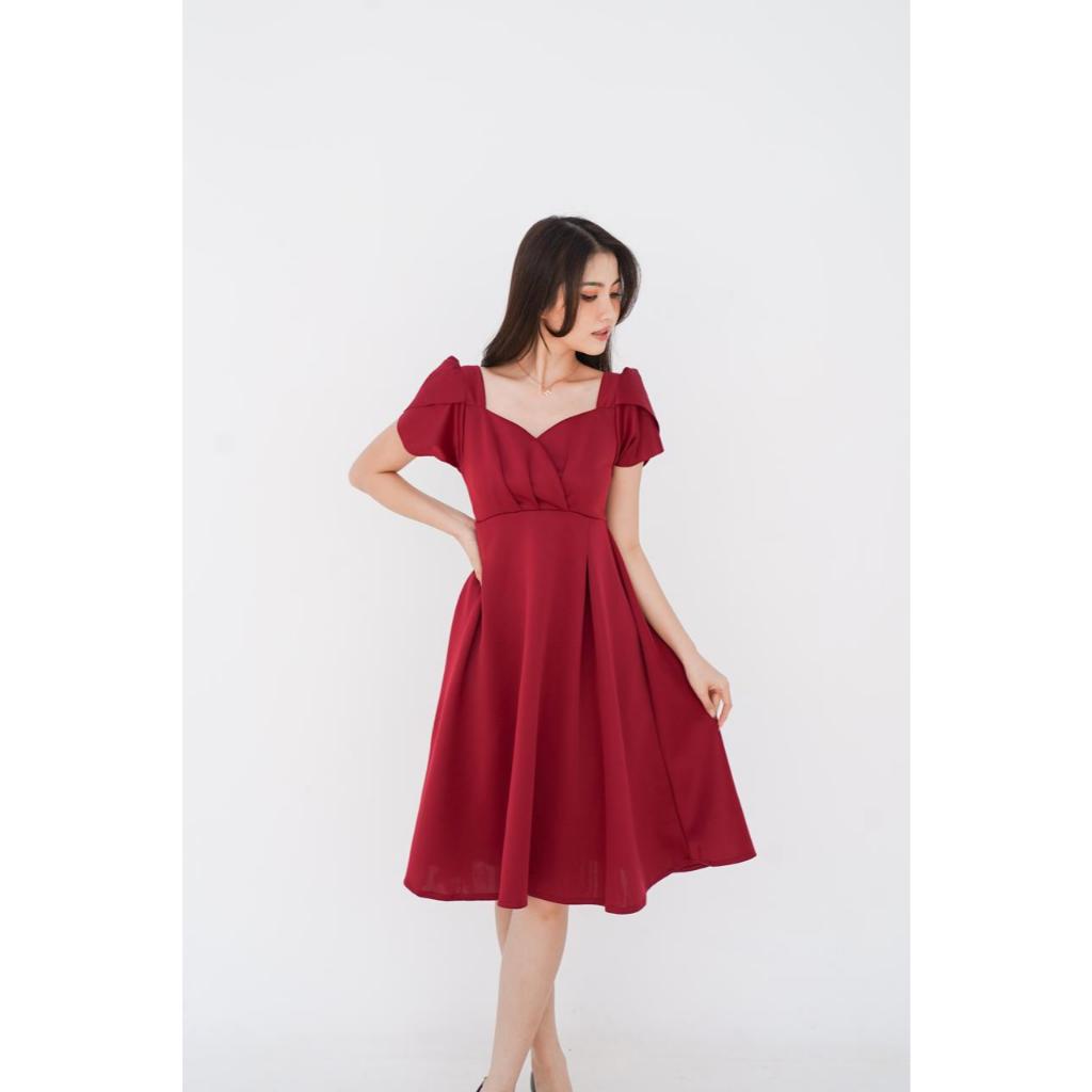 Ami Collection - Dress Formal Scuba Lengan Pendek / Dress Tera Formal Pesta / Dress