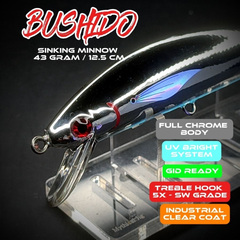 minnow BUSHIDO umpan lure casting gt tenggiri barakuda hampala