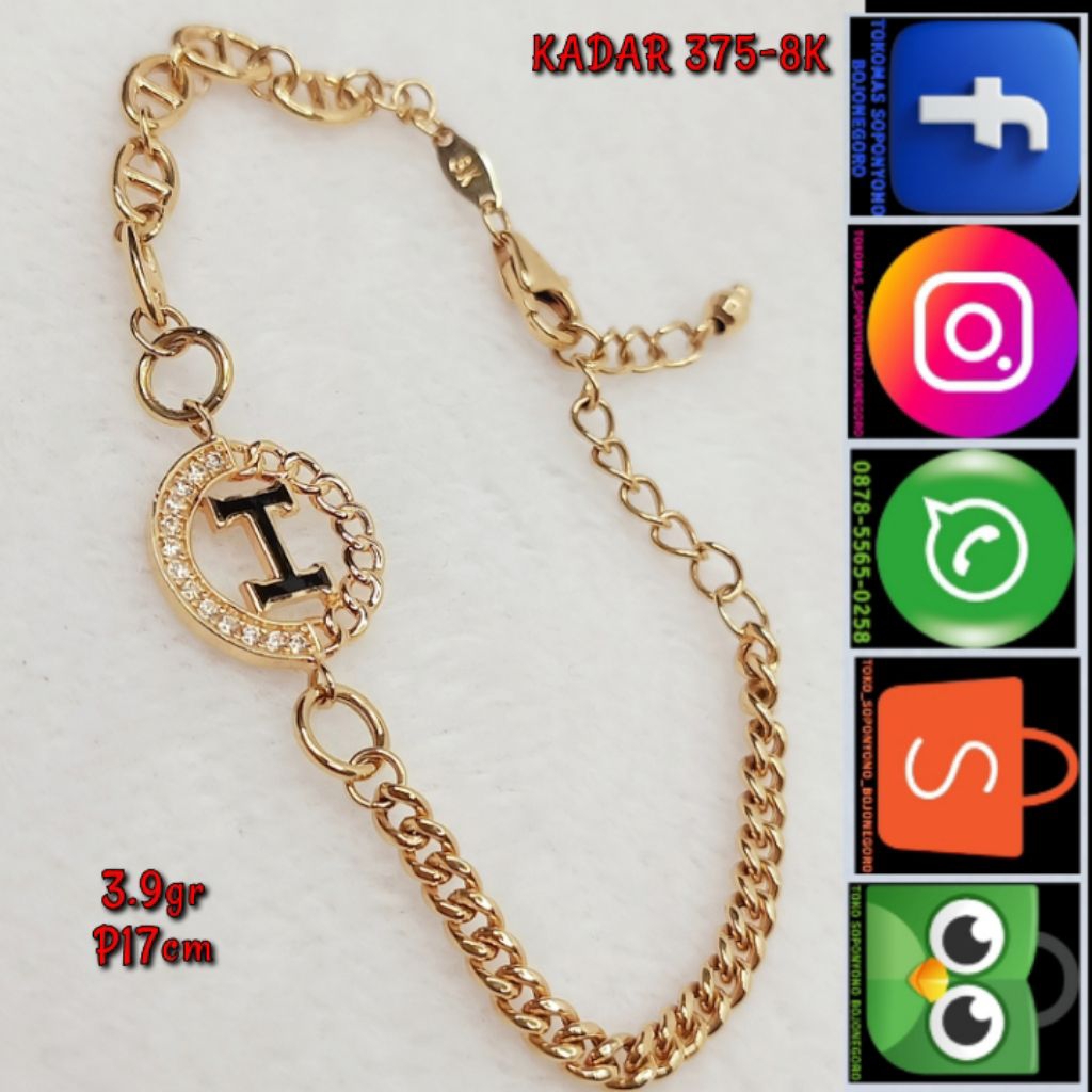 GELANG HURUF H ADJUSTABLE KADAR 375-8K