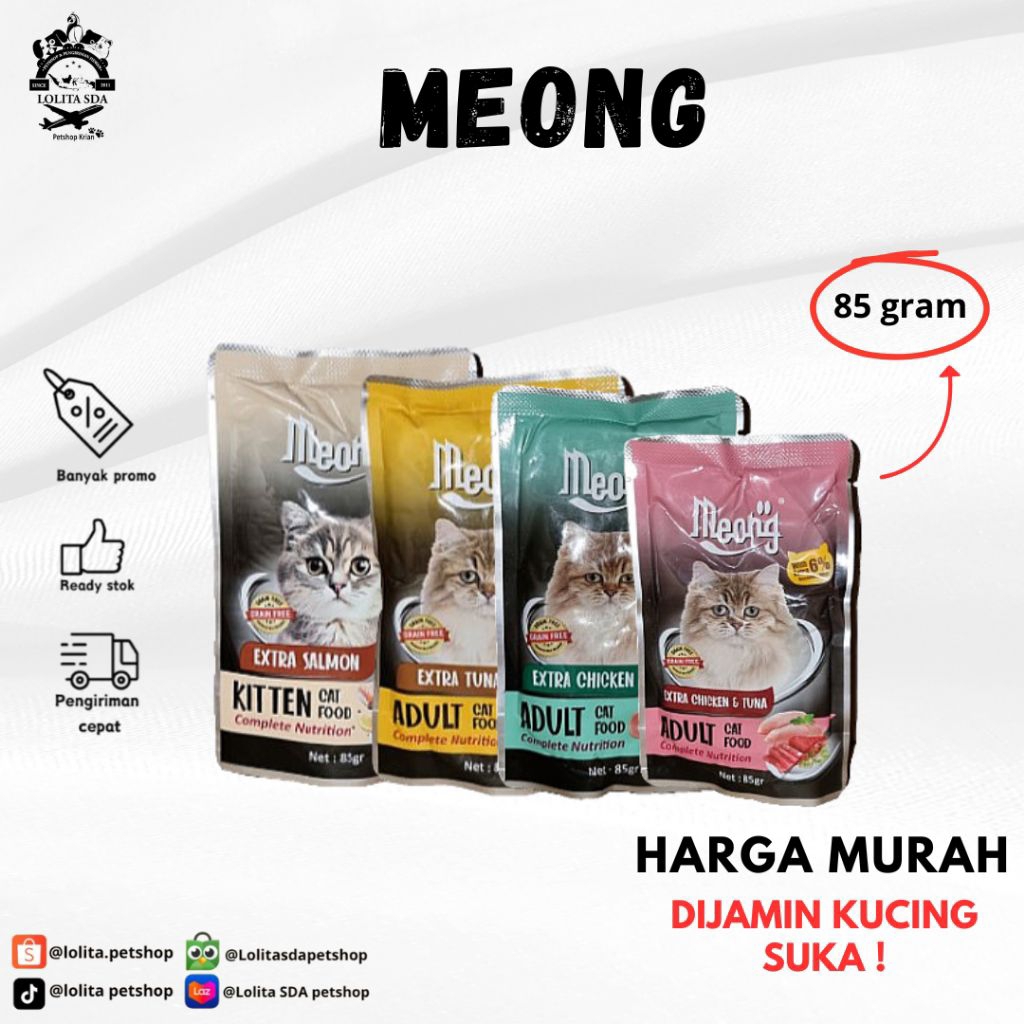Meong pouch 85 gram makanan kucing basah meong wet food kucing