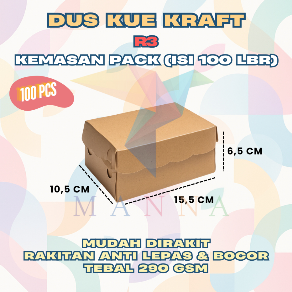 

(Isi 100 pcs) Kotak Dus Kue R3 Kraft (14,5 cm x 10,5 cm x 6,5 cm) Non Laminasi PREMIUM QUALITY EXCELINDO