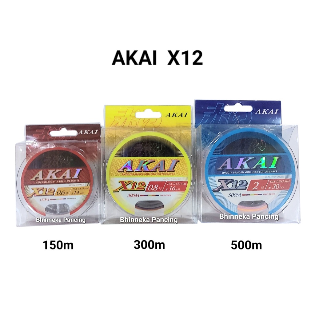 Senar PE AKAI X12 Variasi Panjang 150m | 300m | 500m | PE Line | Senar PE Murah | Alat Pancing Unggu
